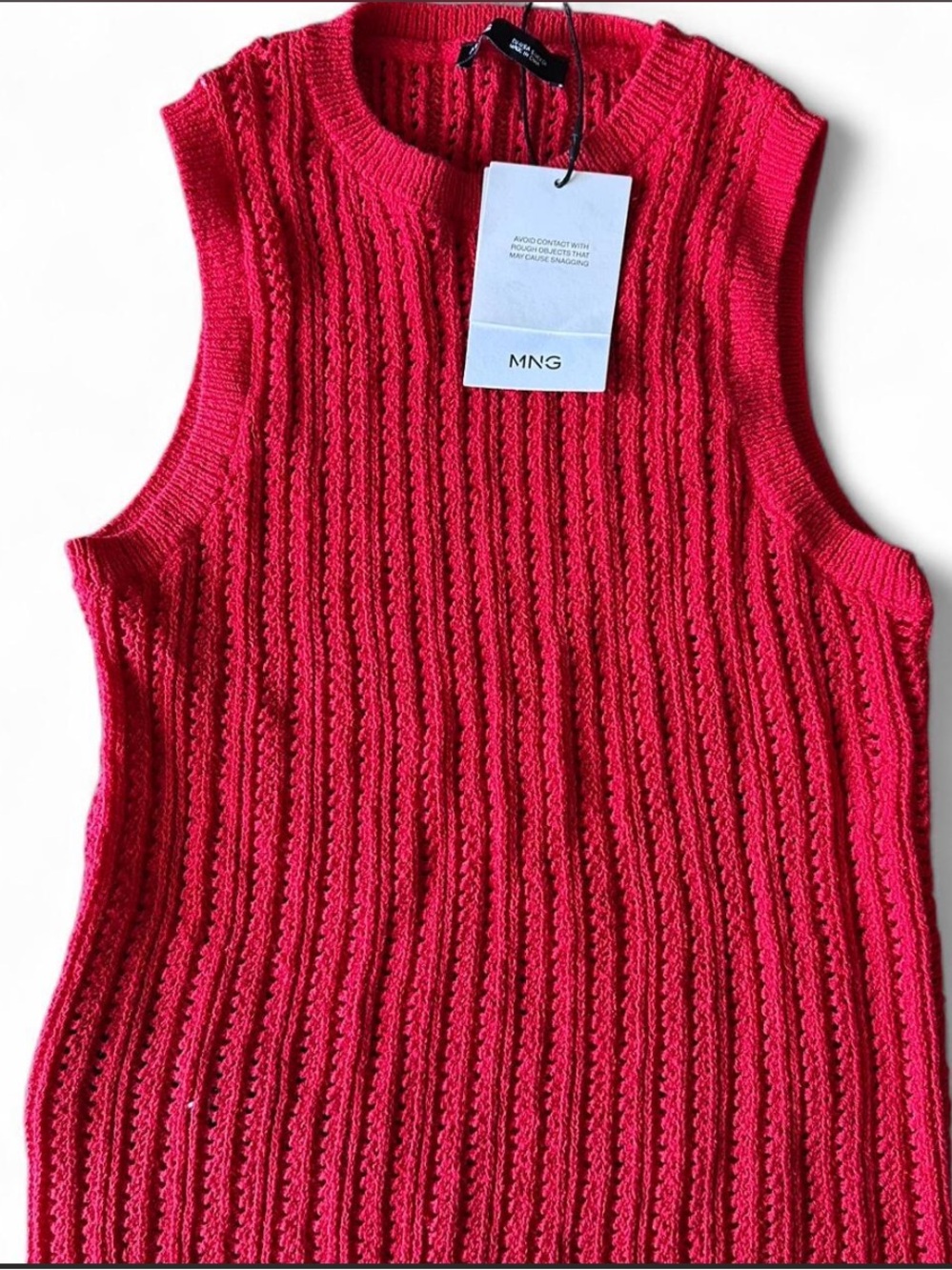 MANGO Sleeveless Cable Knit Tank